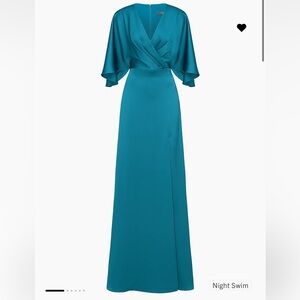 Waverly Satin Flutter-Sleeve Gown